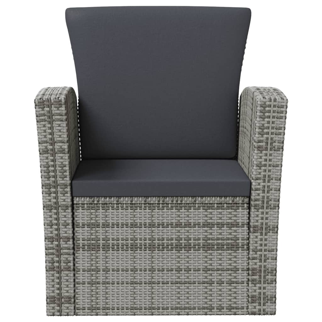 8-tlg. Garten-Lounge-Set mit Auflagen Poly Rattan Grau